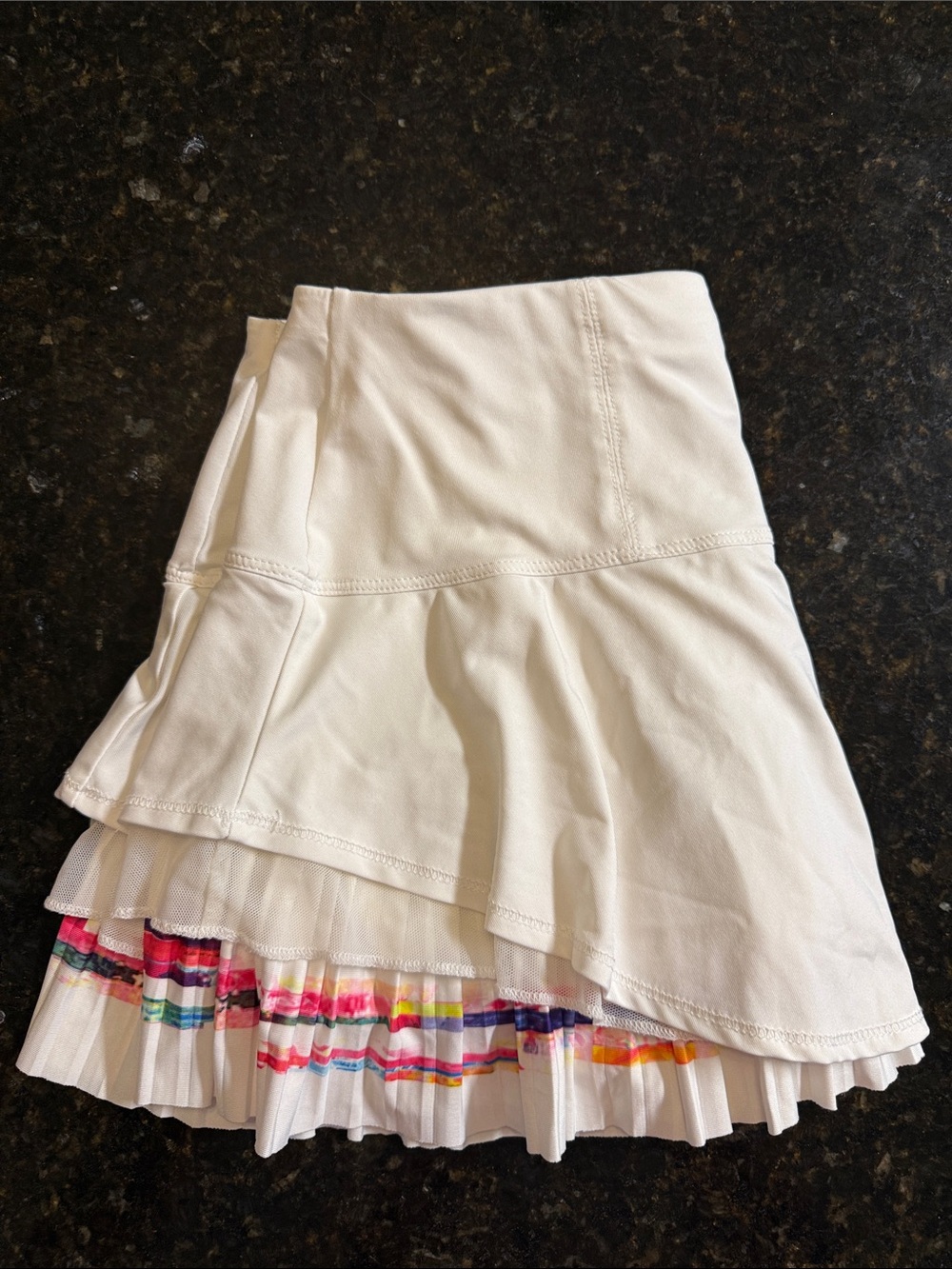 Lucky in Love girls' white pleated skort with a colorful striped Small